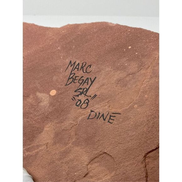 Marc Begay Navajo Native American Handpainted Petroglyphs Red Rock Stone Signed - Picture 4 of 7